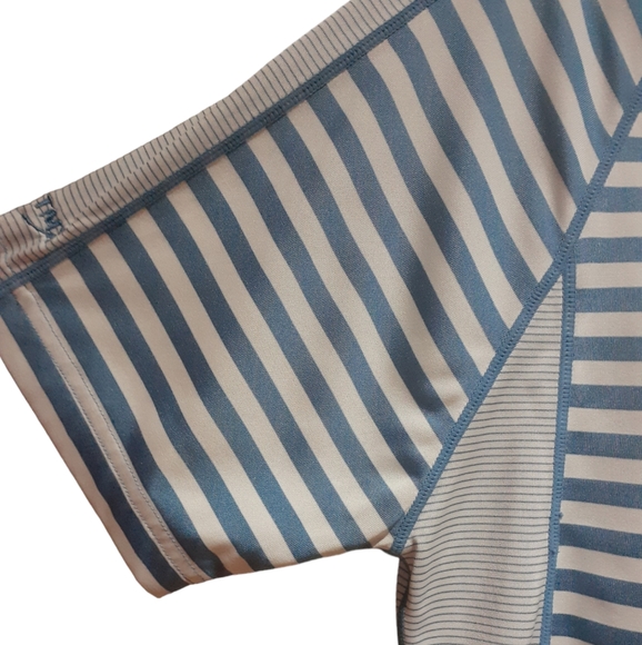 Zero Restriction Tour Series Mens Size Medium Striped Golf Polo Shirt Blue White - Picture 3 of 7